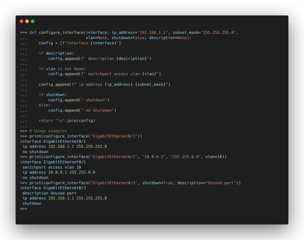 Leveraging Default Arguments in Python for Flexible Network Automation