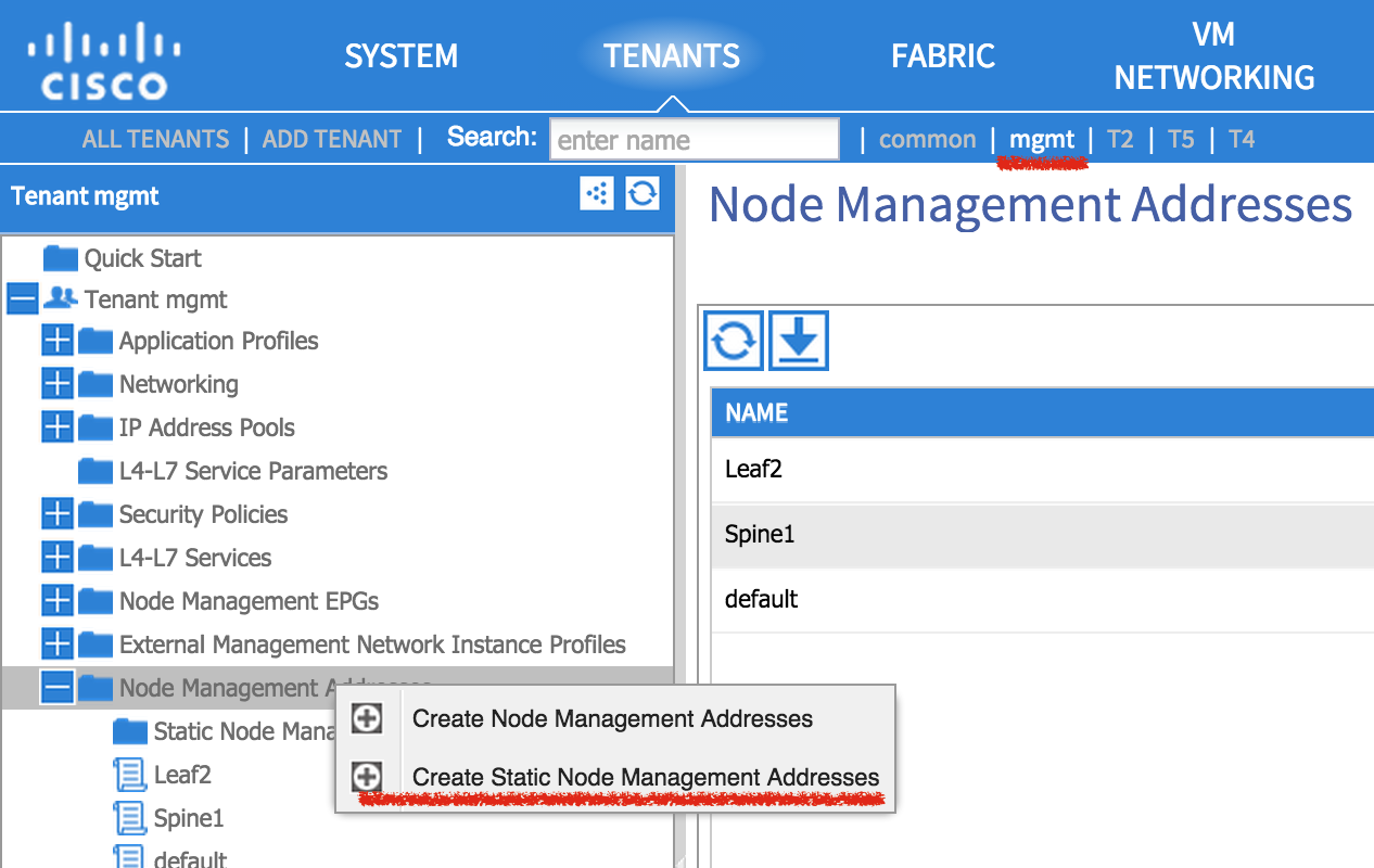 管理 Interface の IP アドレス設定