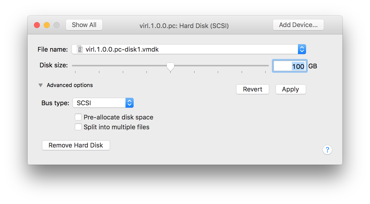 Select advance. Disk Size.